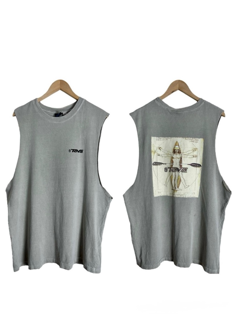 Vintage Teva Sleeveless Tank Size XL Vitruvian Man Print